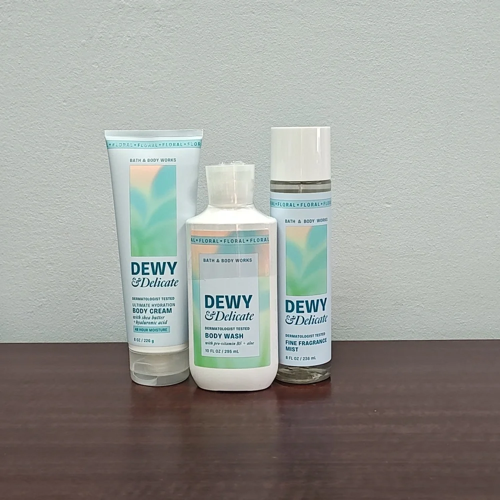 Bath & Body Works DEWY & DELICATE 3 Piece Body Care Set